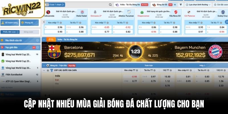 Cập nhật nhiều mùa giải bóng đá chất lượng cho bạn