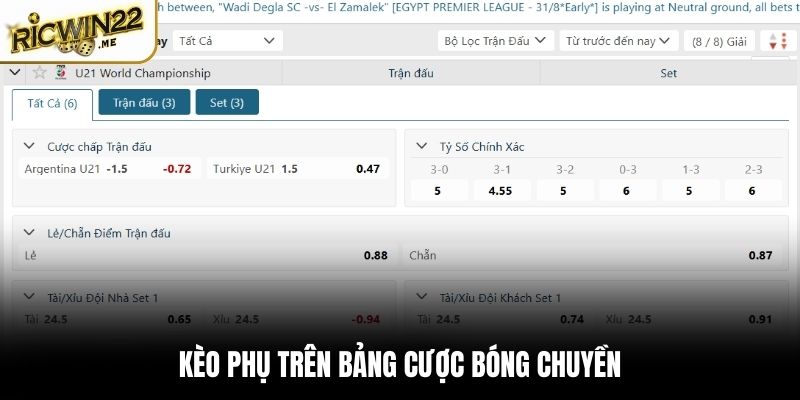 Hình thức cá độ bóng chuyền chính trong trò chơi